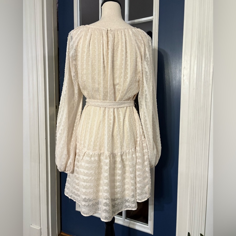Lovecolette Ivory  Textured Mini Dress Size Medium - Picture 2 of 7